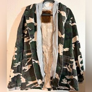 Camo and Gray Hoodie Jacket